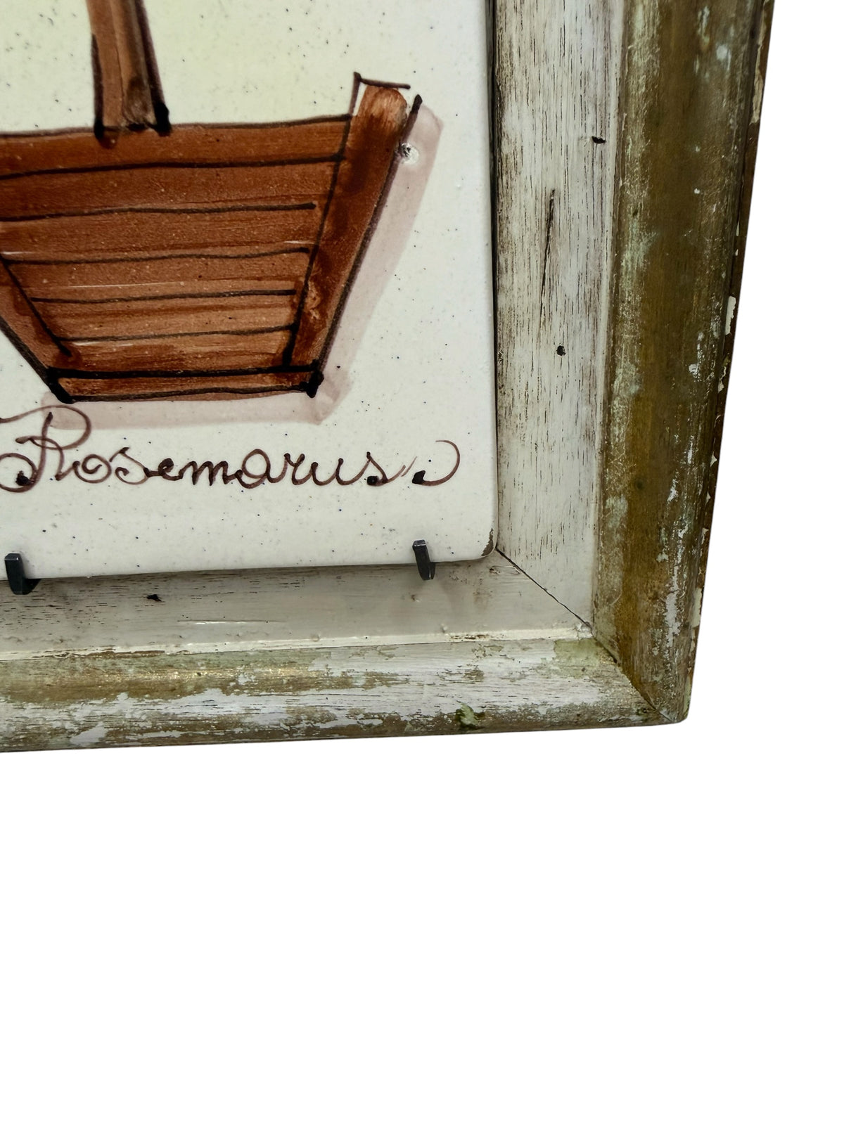 Vintage Italian Majolica Ceramic Lemon Topiary Wall Art – Florentine Gold Frame – E.A. Italy - Stamped