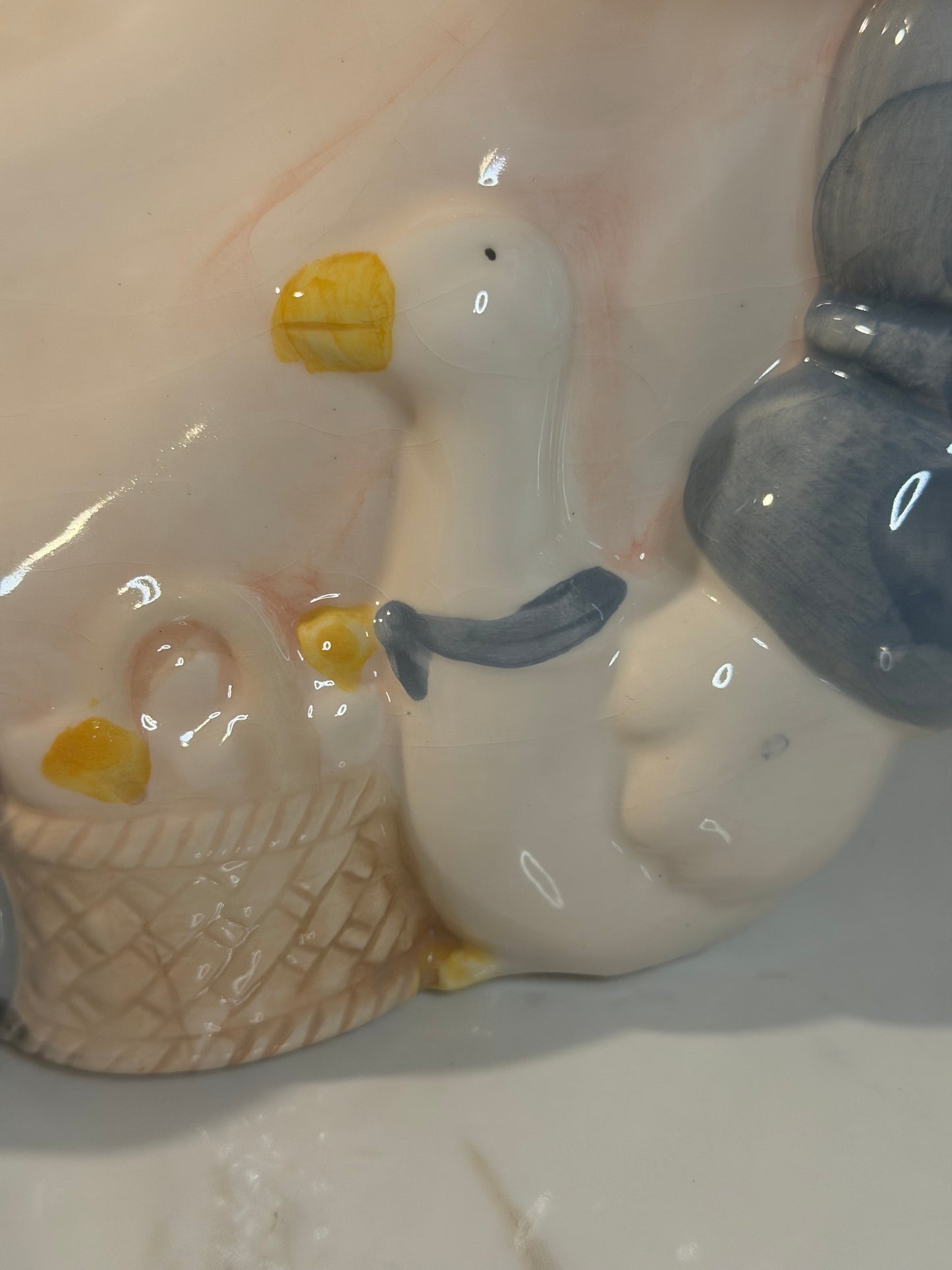Vintage 80’s Cottagecore Girl and Goose Ceramic Cookie Jar