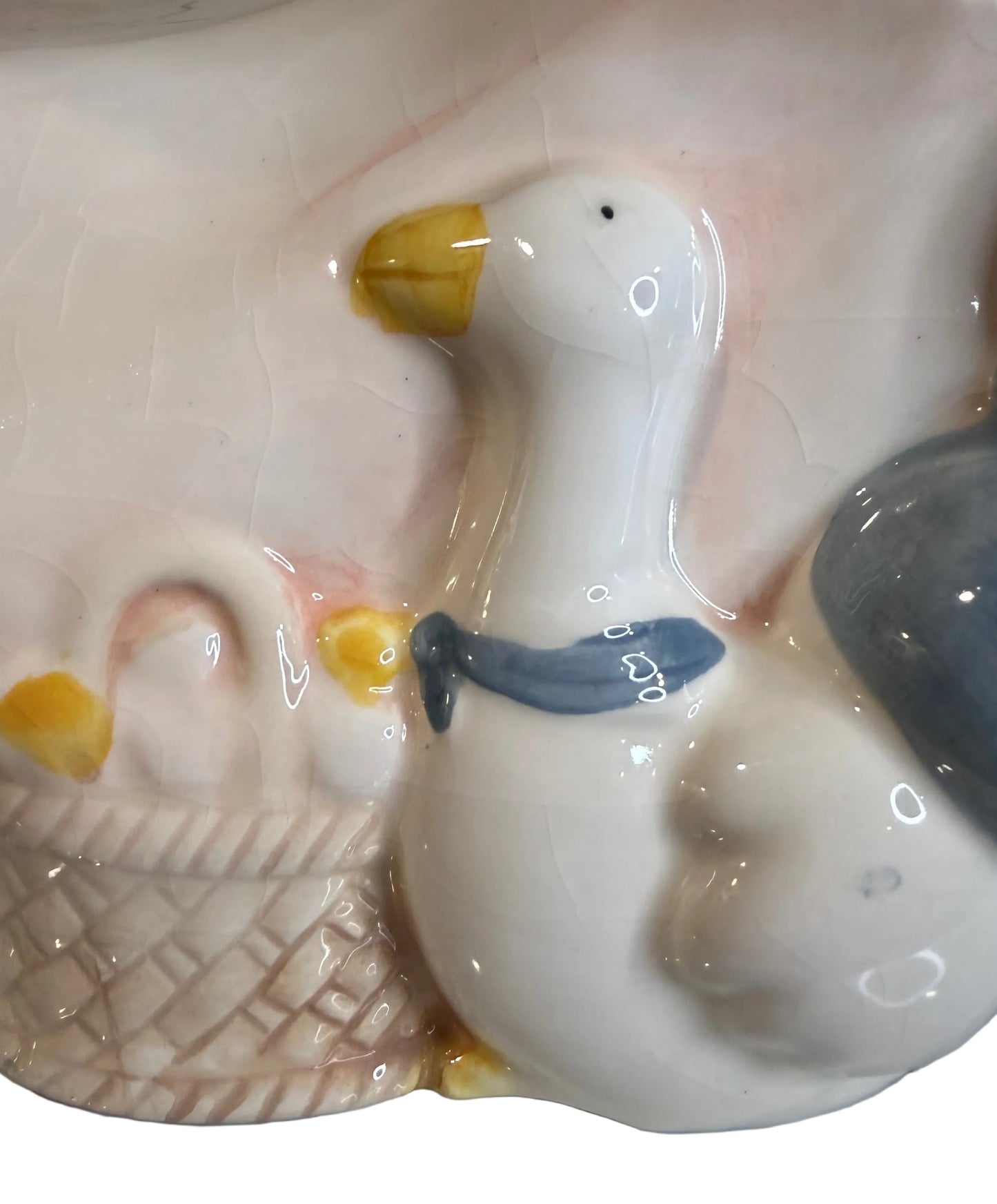 Vintage 80’s Cottagecore Girl and Goose Ceramic Cookie Jar