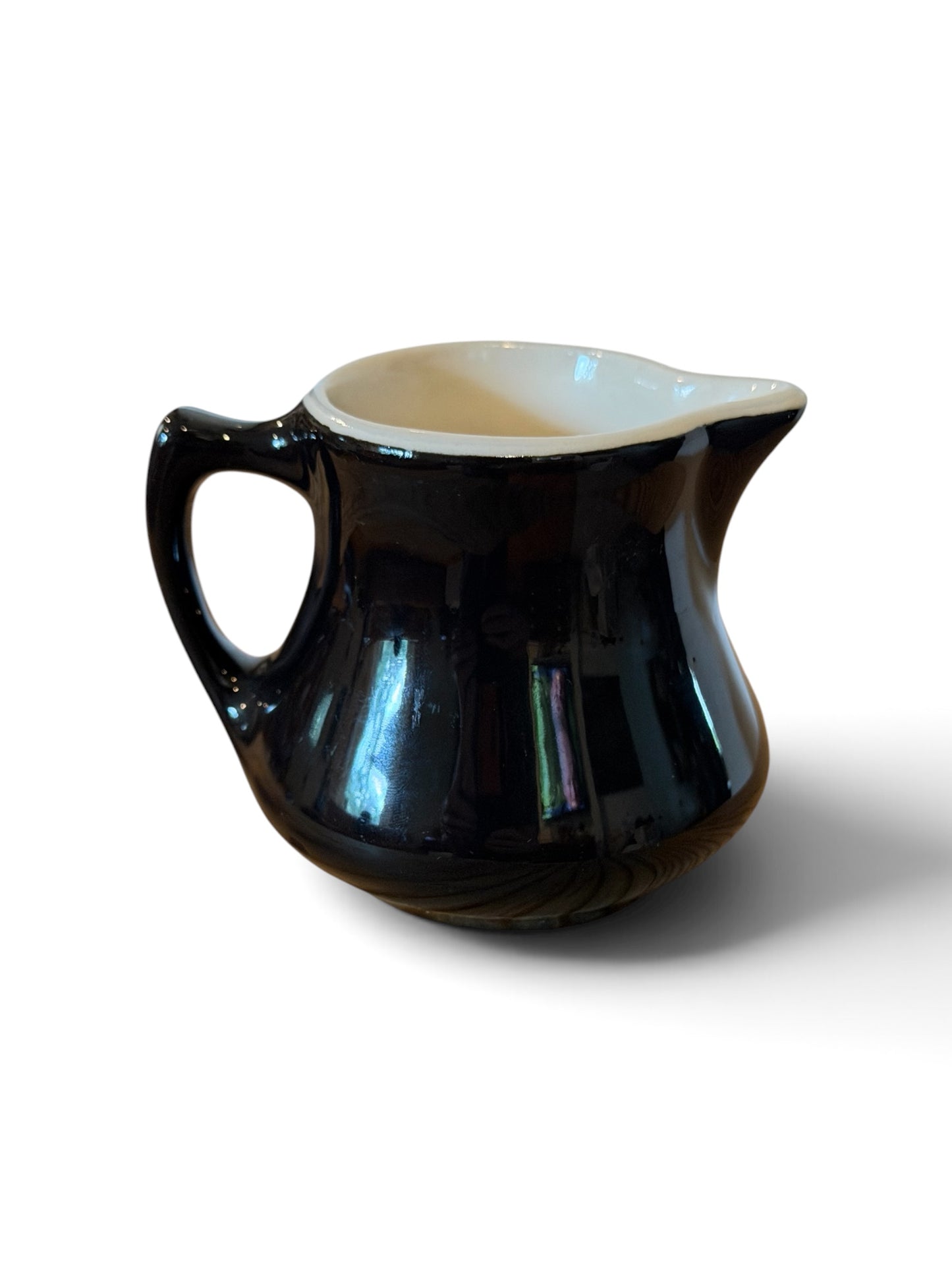 Hall China Black Individual Vintage Creamer Pitcher | Restaurant Ware Syrup Server | Made in USA