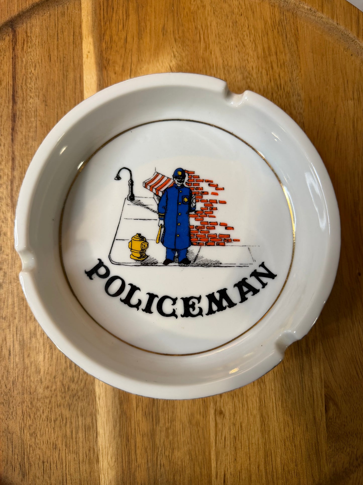Vintage Novelty Policeman Ashtray — Mid-Century Collectible Barware