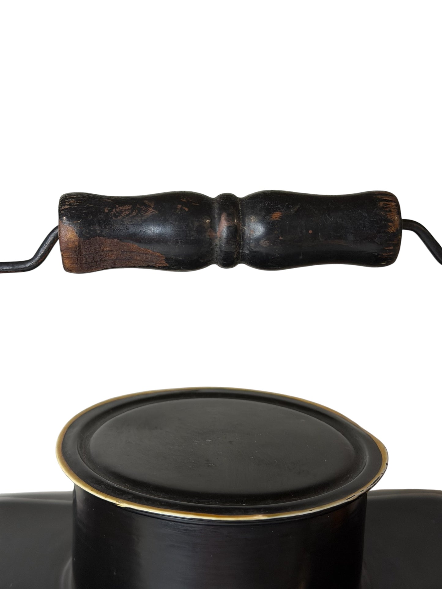 Tole-Painted Antique Metal Lunch Pail – Hand-Painted Floral Folk Art – Vintage Metal Lunch Box