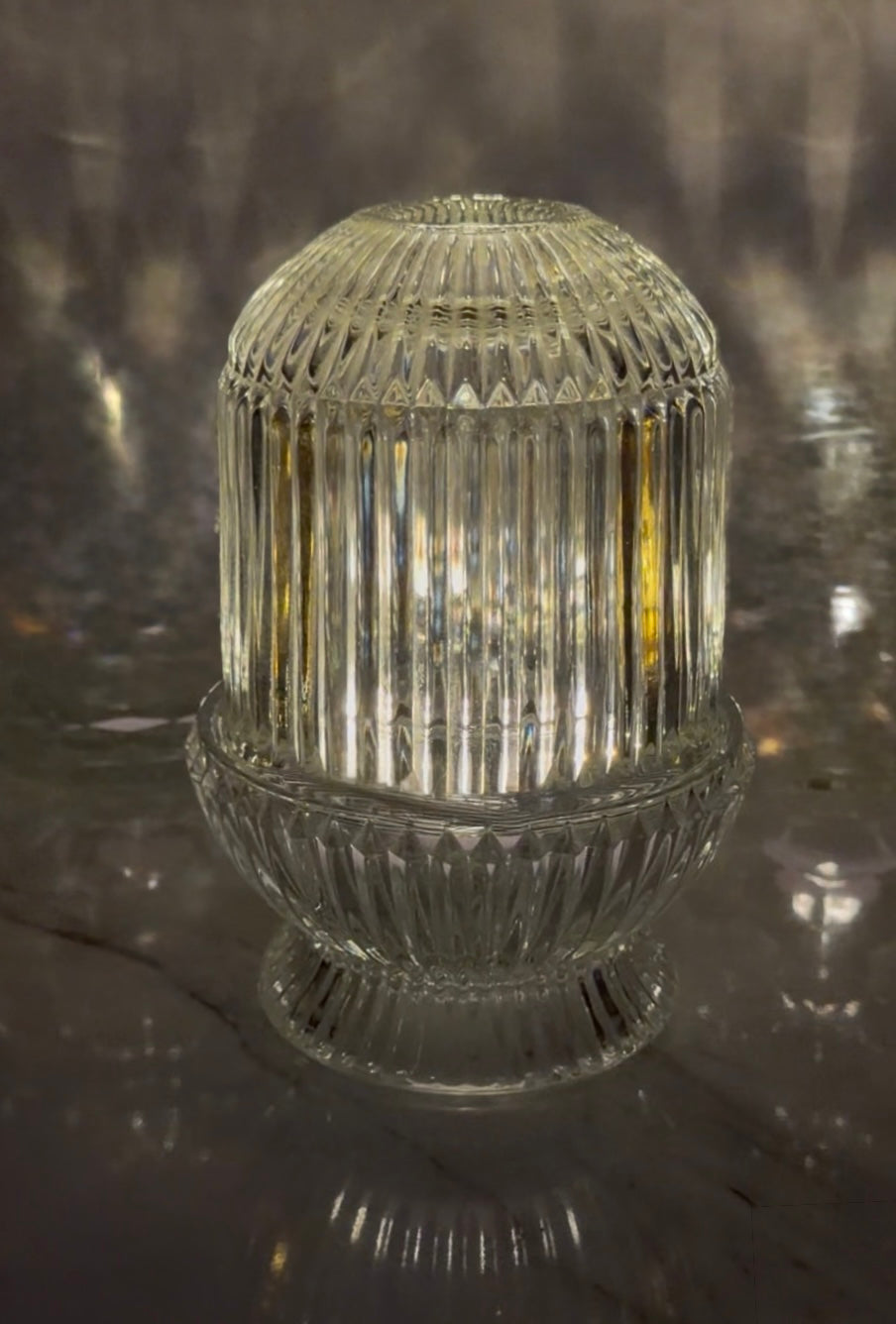 AVAILABLE - Vintage Homco Clear Ribbed Glass Fairy Lamp “Princess Lite” – Indiana Glass