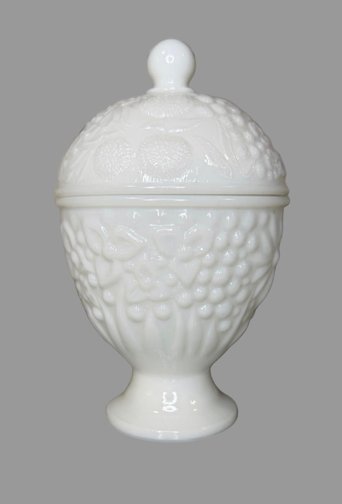 Vintage Avon Milk Glass Lidded Pedestal Candy Dish