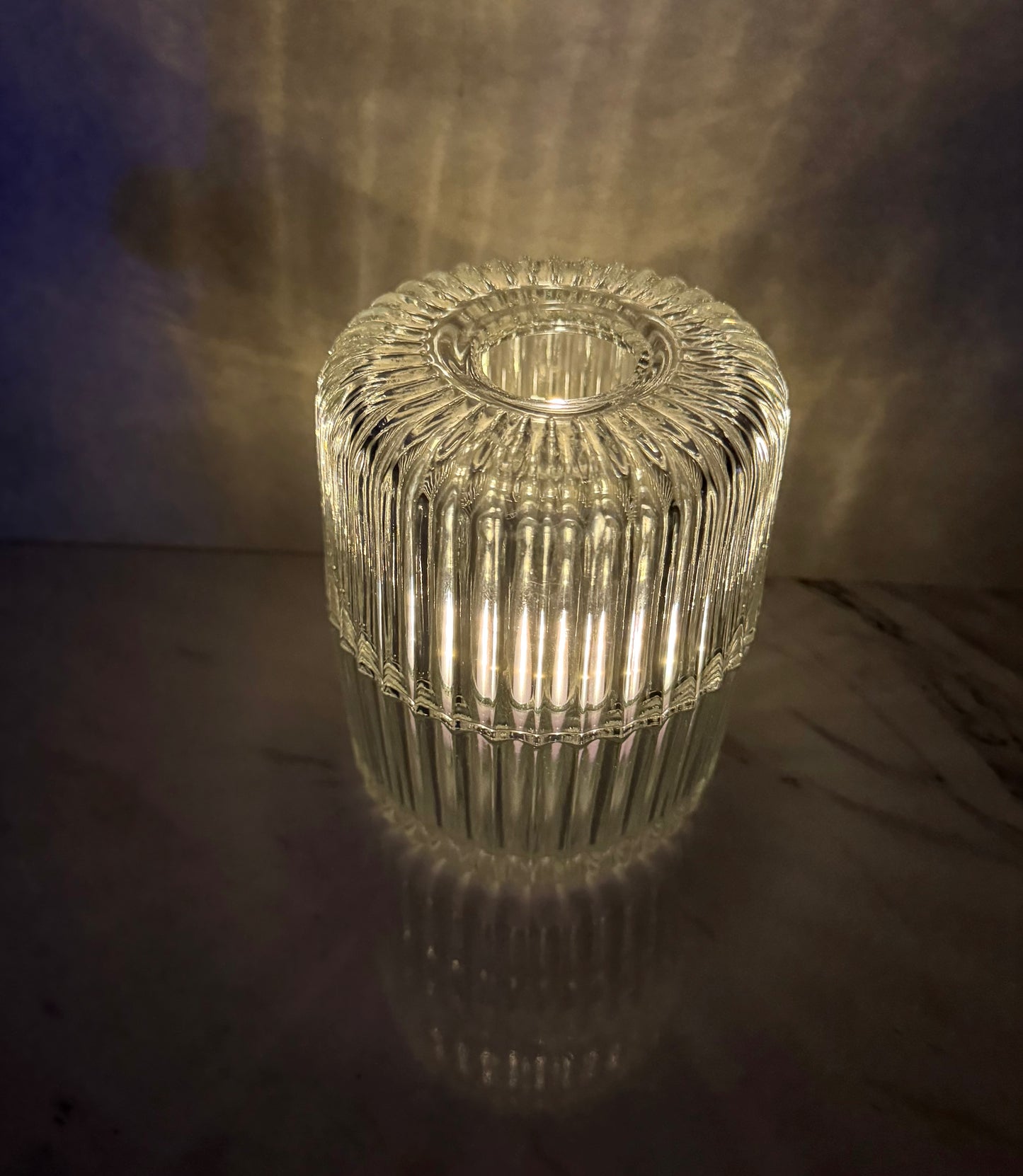 Aurora Vintage Ribbed Crystal Fairy Lamp | Indiana Glass | 80’s | Rare