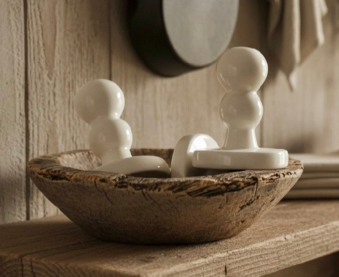 Glazed Pottery Cookie Presses – Snowflake & Snowman | Holiday Cookie Stamps (Set of 2)