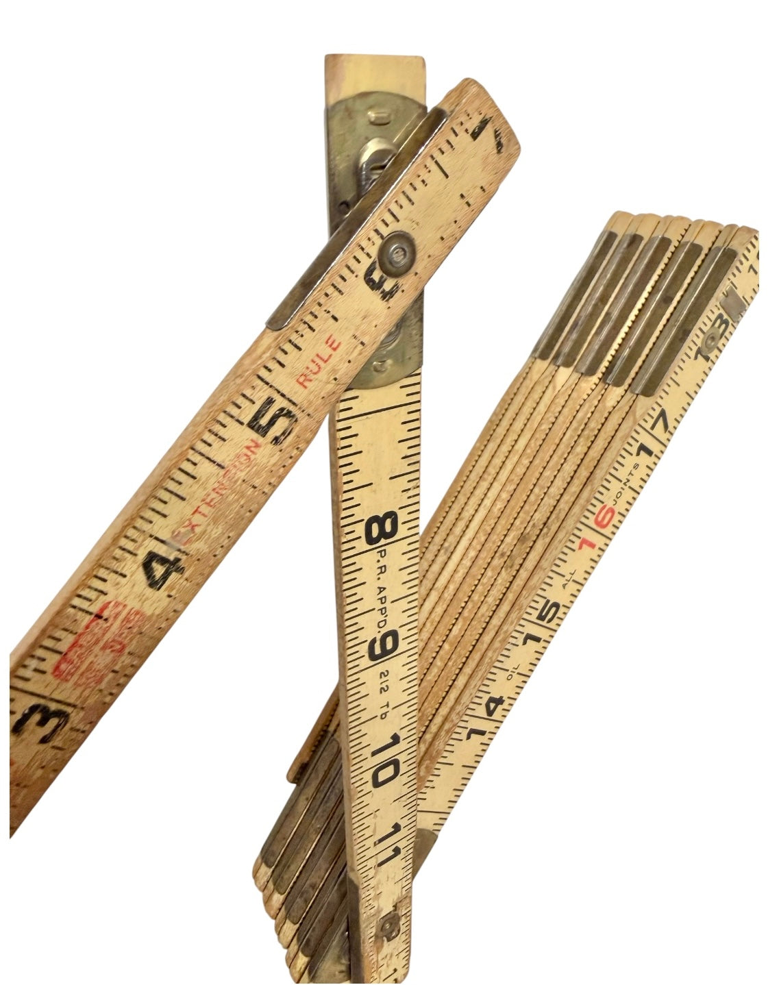 Vintage Lufkin No. X46 Wood Folding Rule – 72" Carpenter's Measuring Tool with Brass Extension