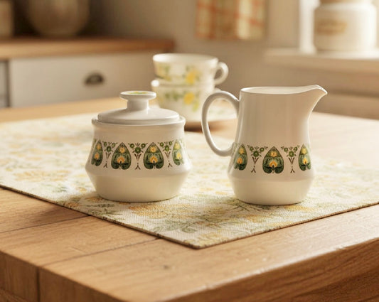 Noritake Progression China – Palos Verde (9020) Sugar & Creamer Set | Mid-Century Modern | Made in Japan | 1969–1979