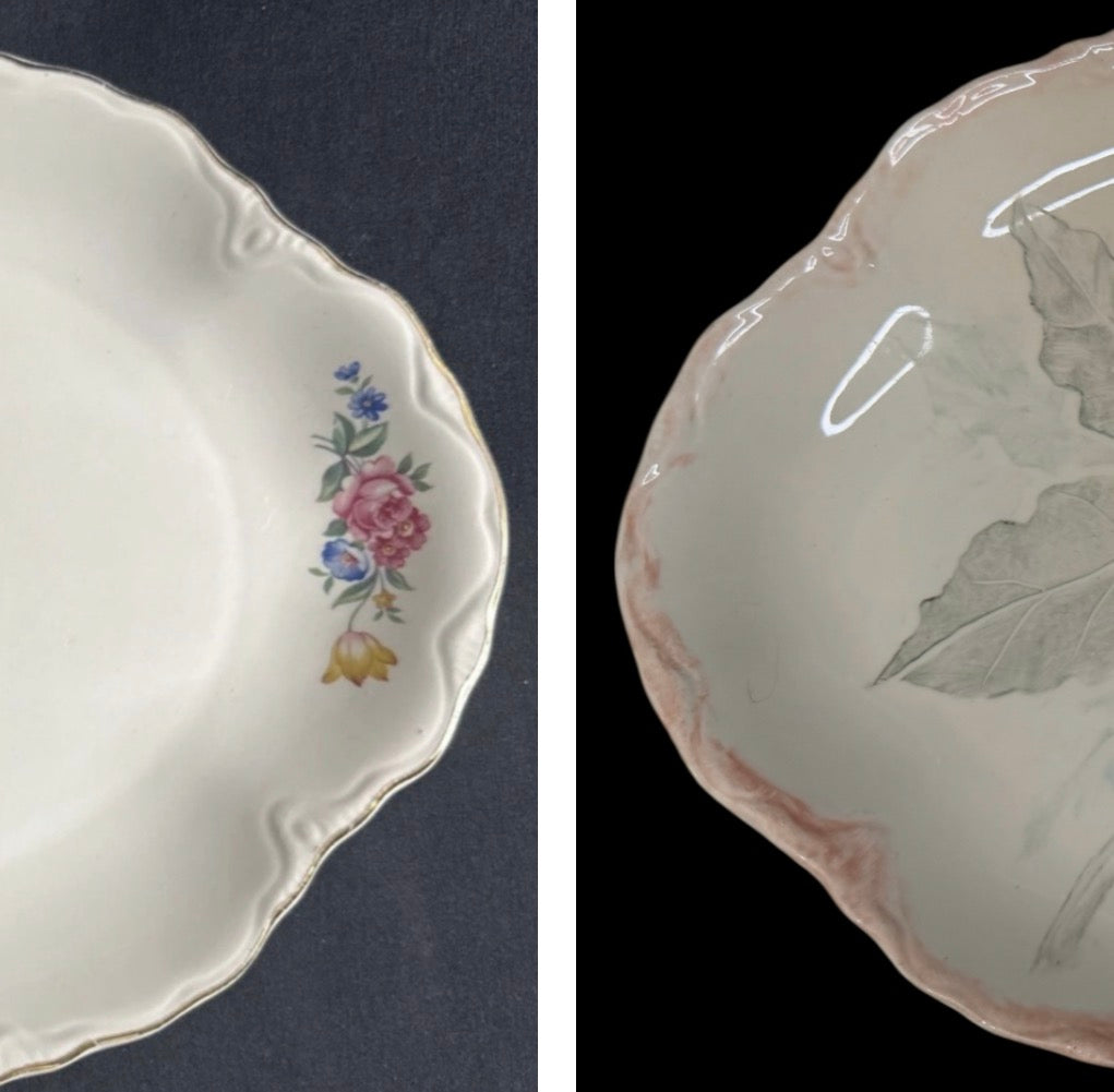 Vintage Pink and Green Floral Pottery Platter | USA Stamped | 12″ x 9″ | Possibly SCIO Pottery