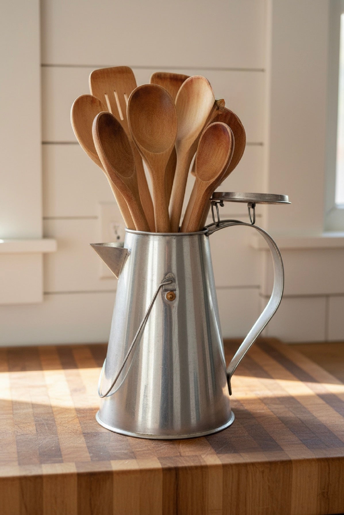 Vintage Silver-Toned Conical Coffee Pot | Mid-Century Modern / Art Deco Style Metal Vessel