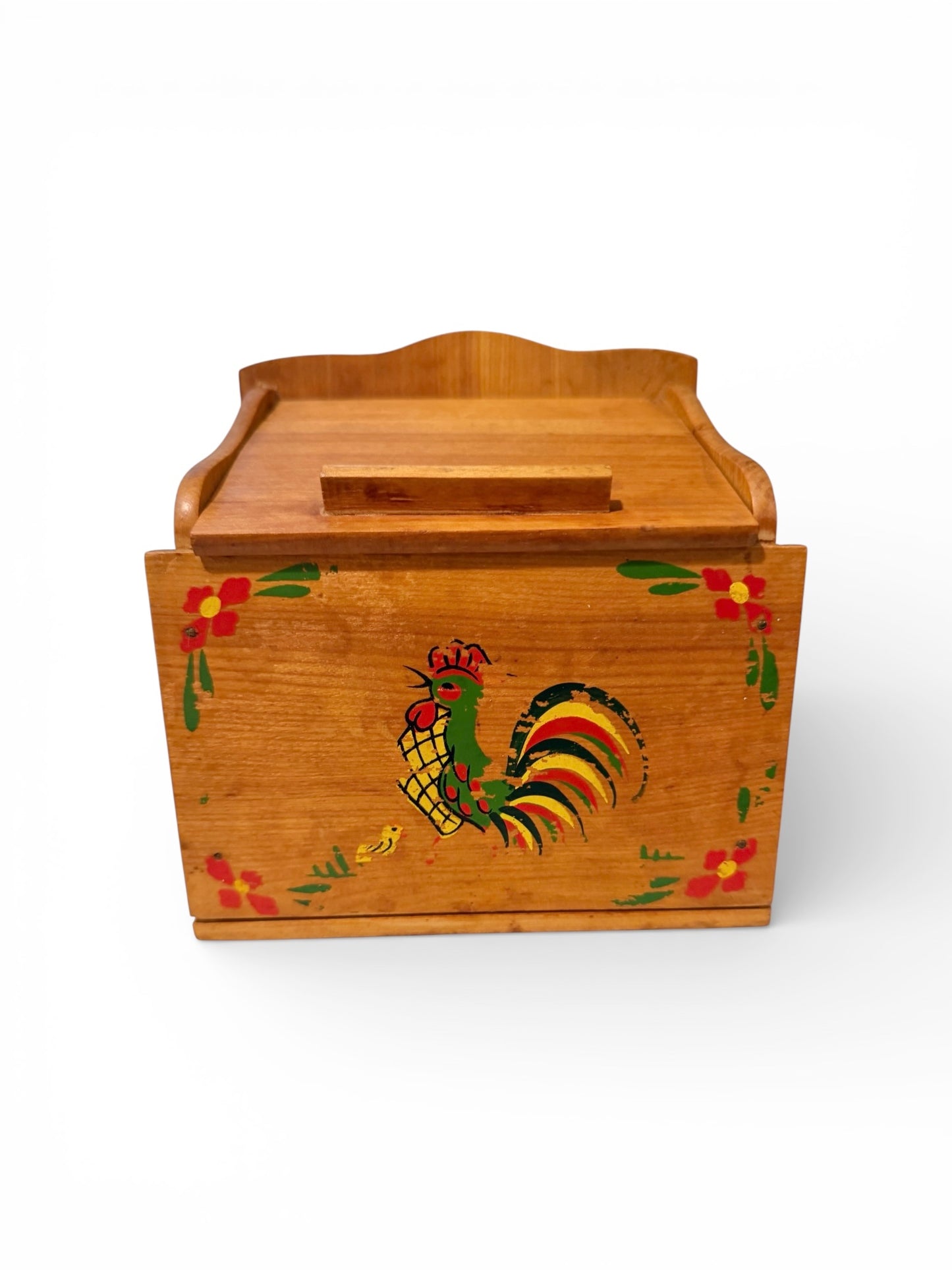 Vintage Wooden Recipe Box – Rooster Folk Art Kitchen Canister