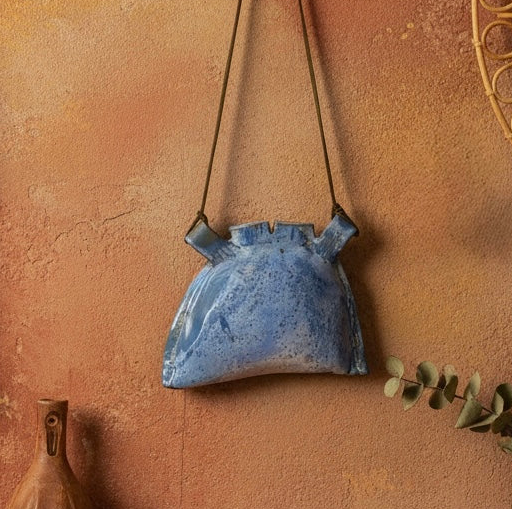 Signed Kahn Studio Pottery Hanging Wall Pocket Vase | Vintage Handcrafted Art Pottery