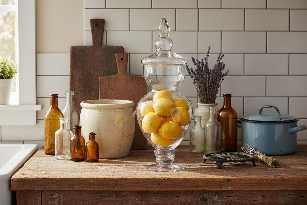 Large 16” Hand-Blown Glass Apothecary Jar with Lid – Footed Candy Jar | Vintage-Style Display Vessel