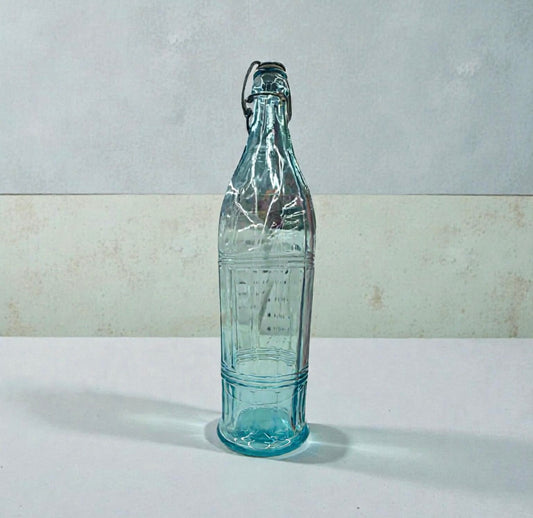 Vintage Aqua Cathedral 12-Sided Soda Water Bottle with Swing-Top Closure | Late 1800s–Early 1900s
