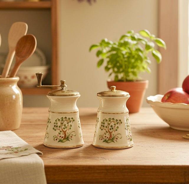 Lenox Clover Vintage Salt Shaker & Pepper Mill Set | Discontinued | Porcelain