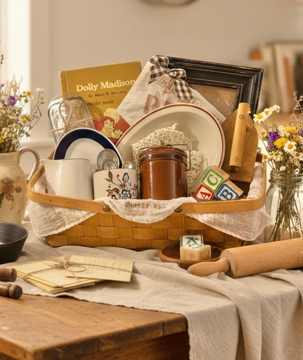 Vintage Curated Farmhouse Gathering Basket | Americana Kitchen & Cottage Collection