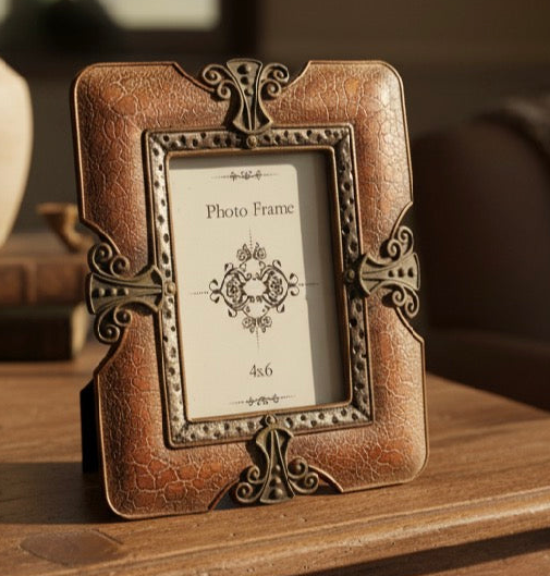 Vintage-Style Ornate Picture Frame | Bronze-Copper Finish | 4x6 Photo Holder