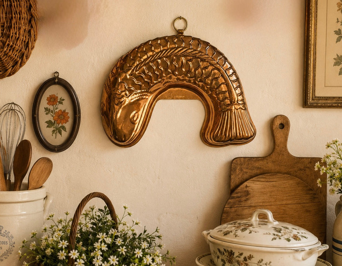 Copper-Tone Vintage Fish Mold | 5.5 Cup