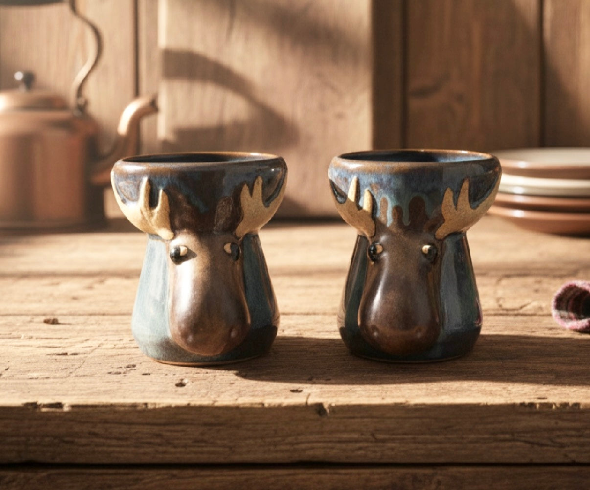 Handmade Stoneware Moose Mugs – Set of Two by RAD Designs (Richard Adam Dabrowski)