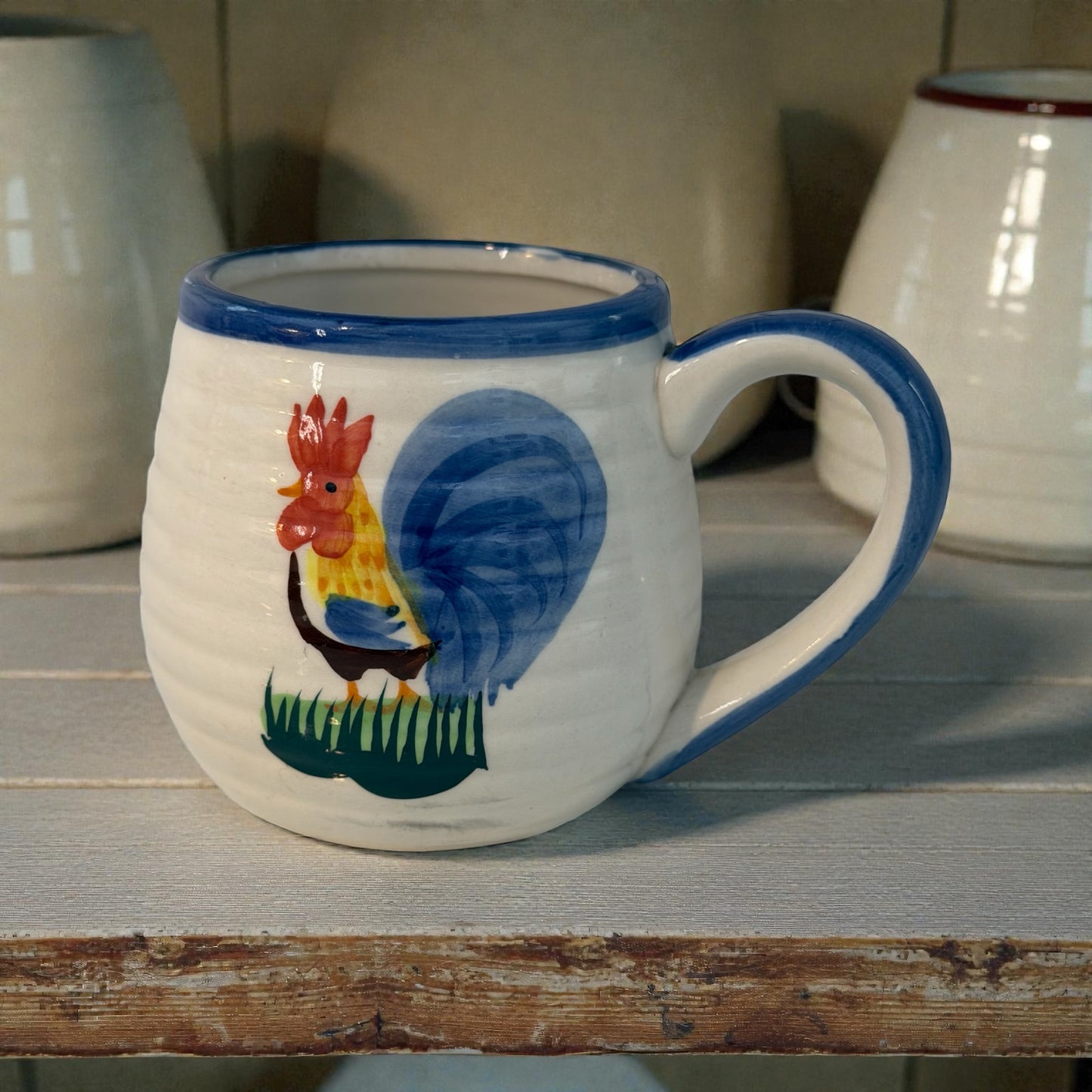 Alco Industries AOI15 Hand-Painted Rooster Stoneware Coffee Mug