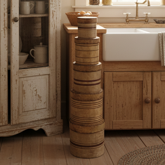 Hand Antiqued Stacking Pantry Boxes (Set of 5)