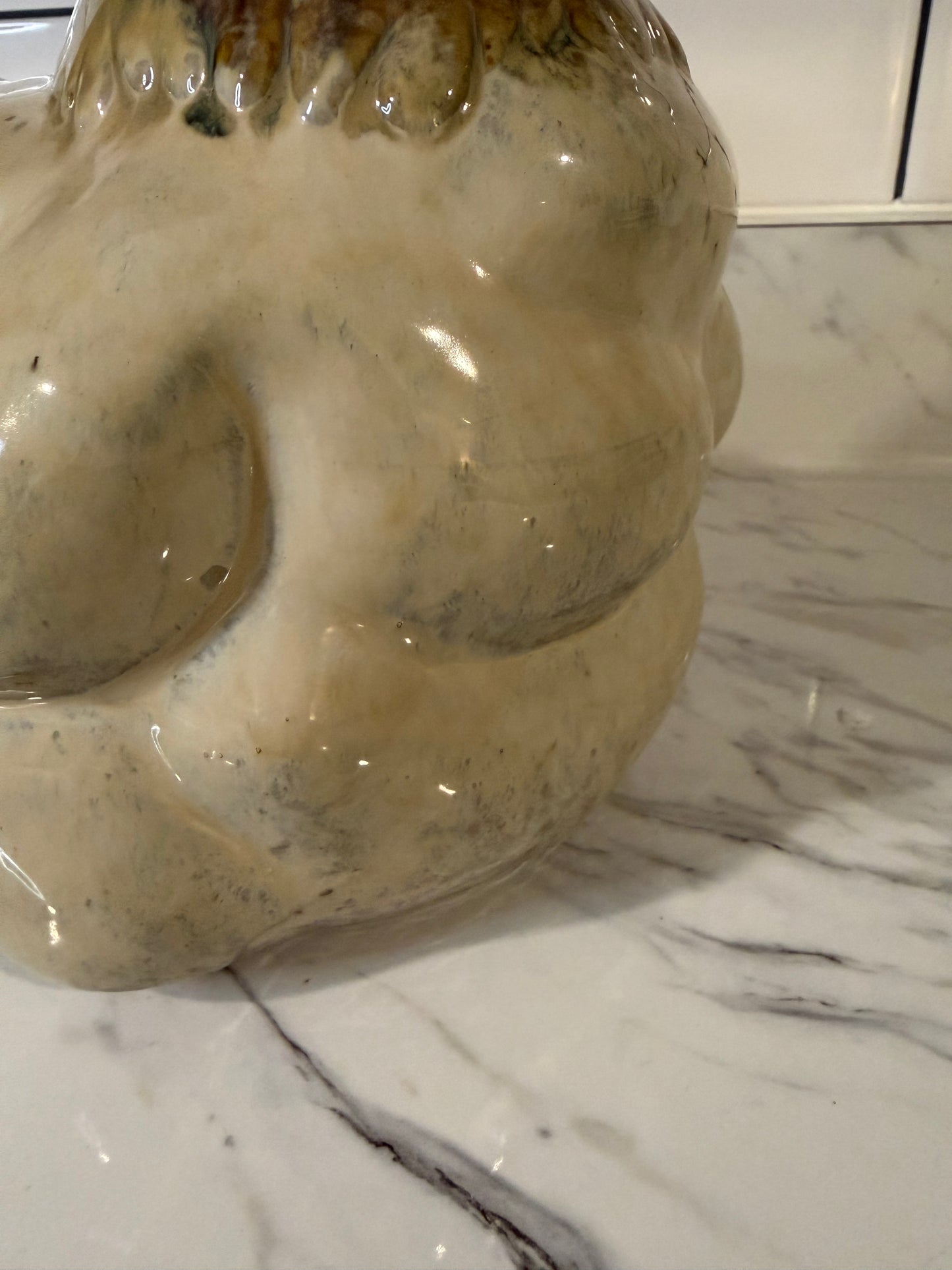 Large Vintage Drip Glaze Pottery Rooster Figurine – 10”