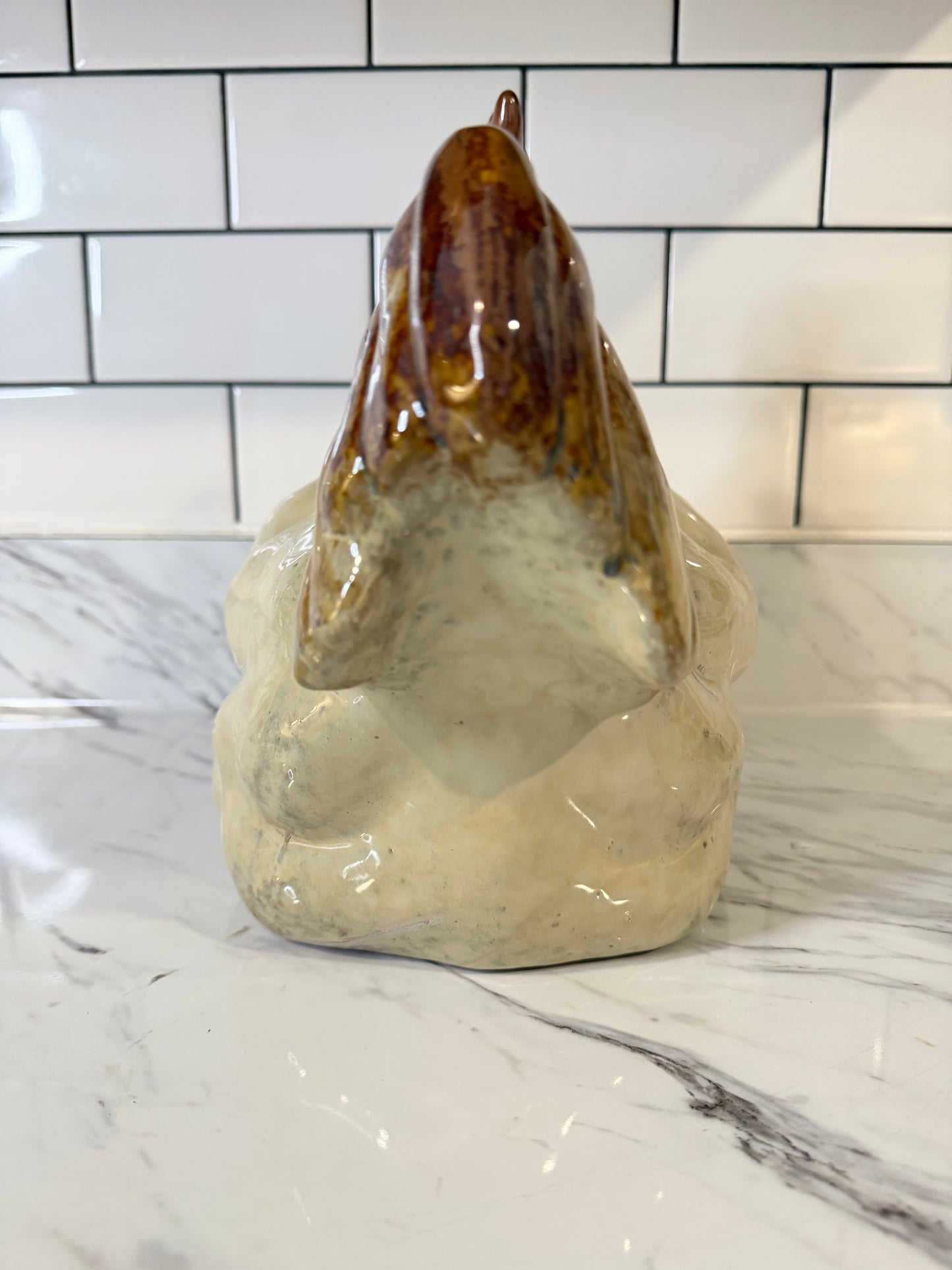 Large Vintage Drip Glaze Pottery Rooster Figurine – 10”