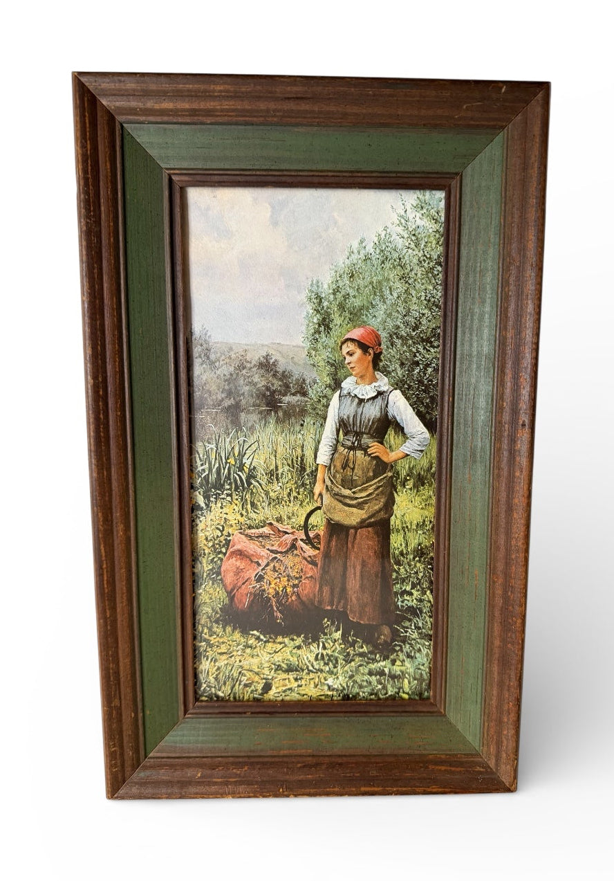 Vintage Framed Print – Daniel Ridgway Knight “Girl by a Stream, Flanders”