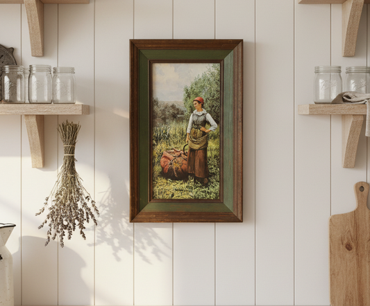 Vintage Framed Print – Daniel Ridgway Knight “Girl by a Stream, Flanders”