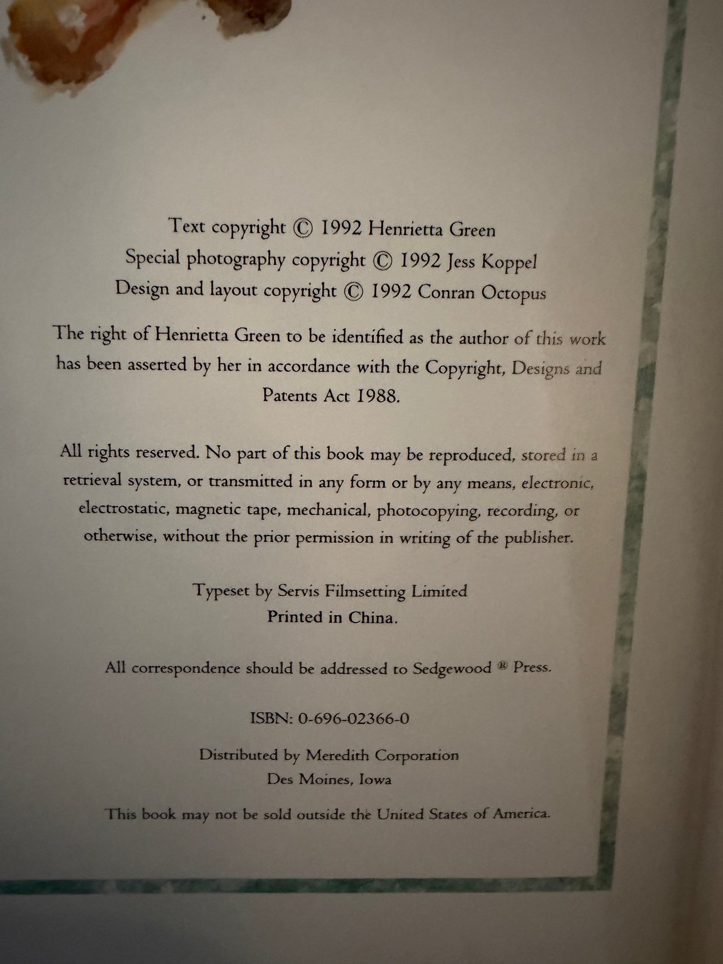 Vintage “A Glorious Harvest” by Henrietta Green – Hardcover Cookbook (1992)