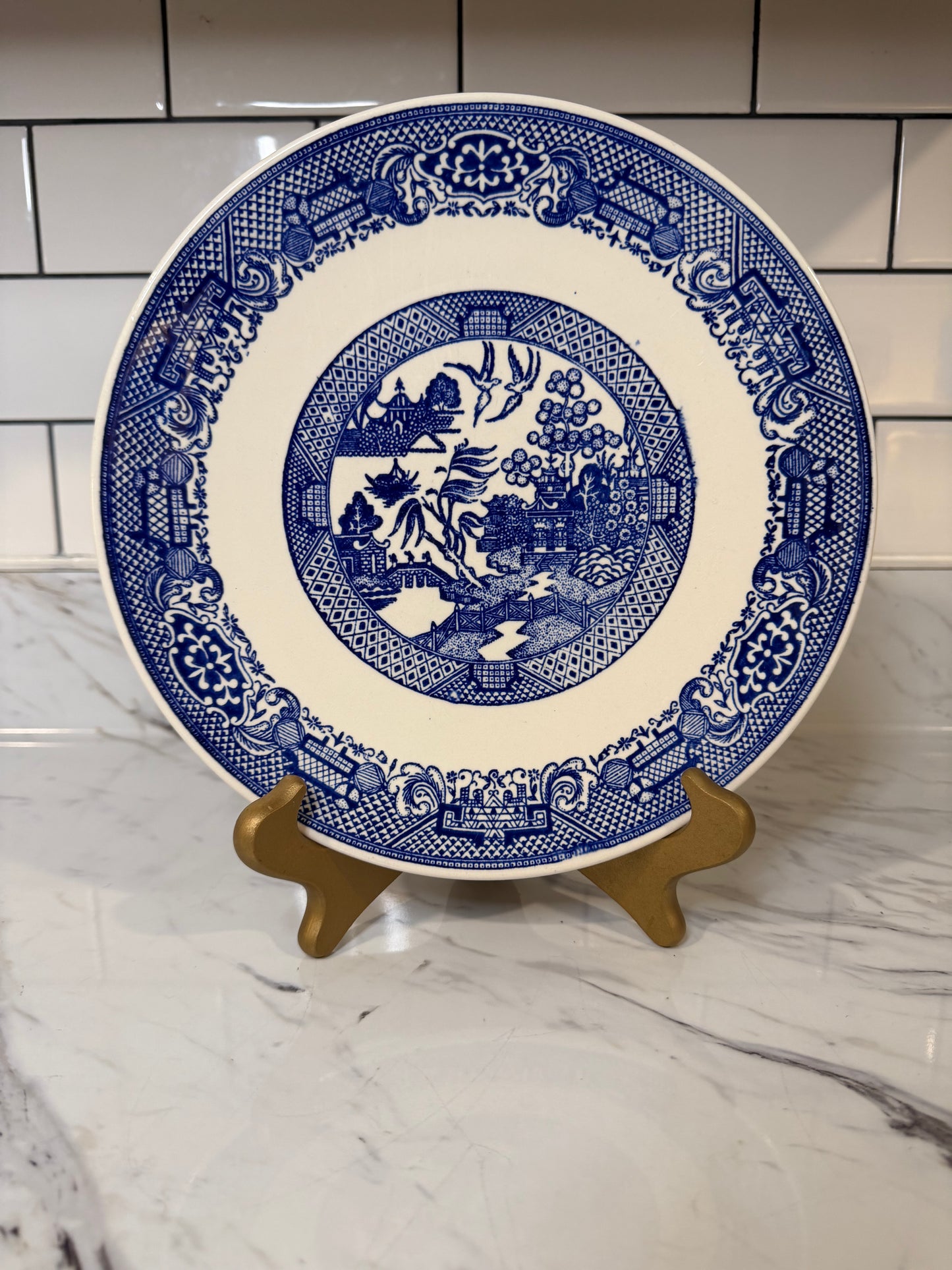 Vintage Blue Willow Ironstone Dinner Plate