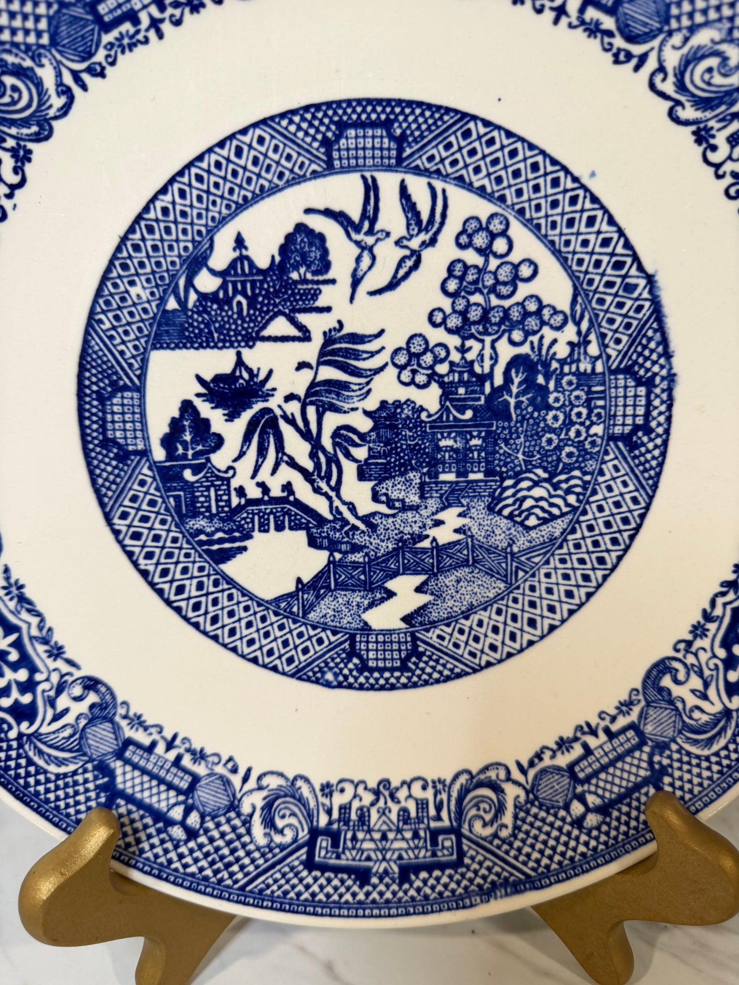 Vintage Blue Willow Ironstone Dinner Plate