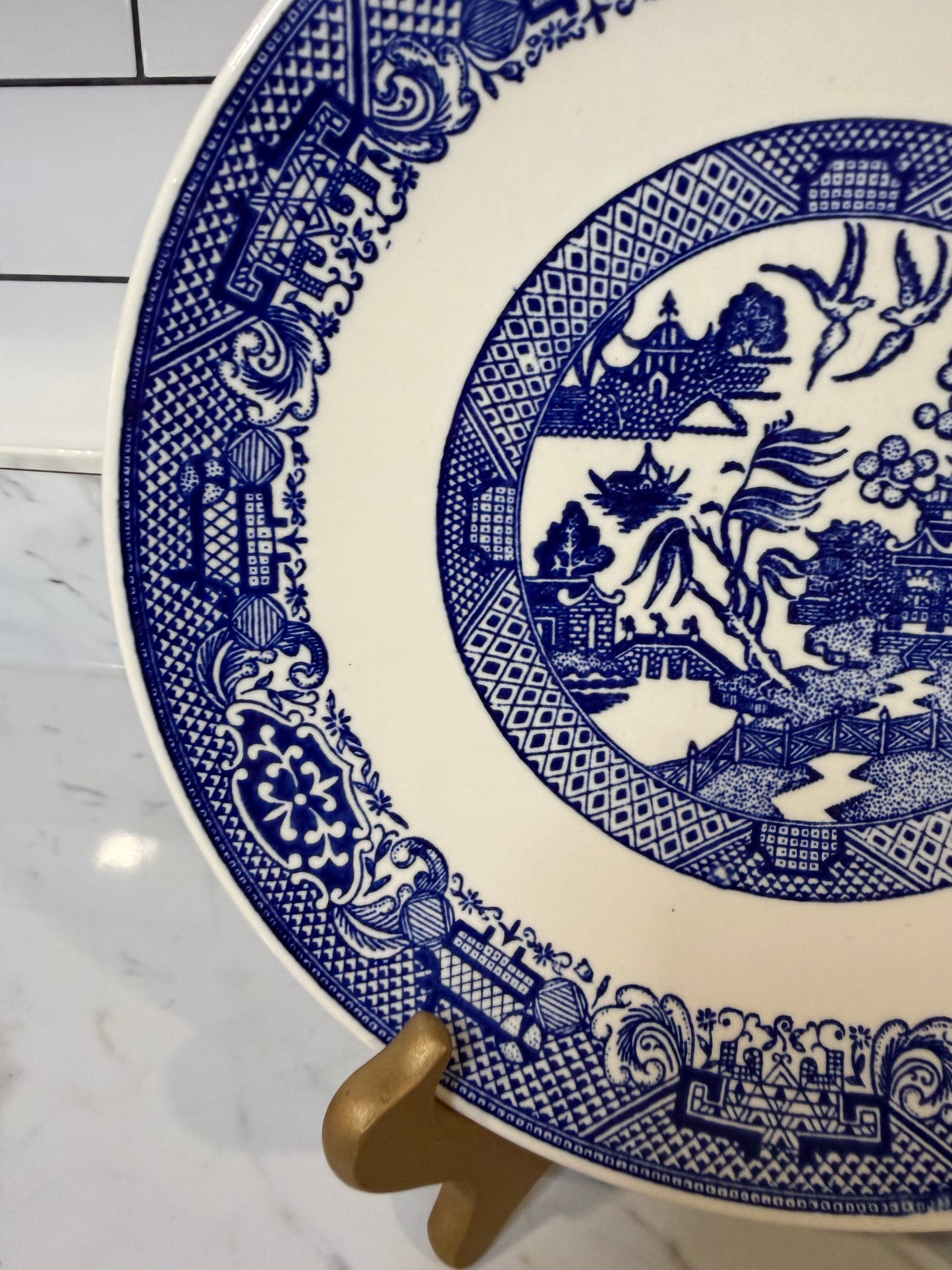 Vintage Blue Willow Ironstone Dinner Plate