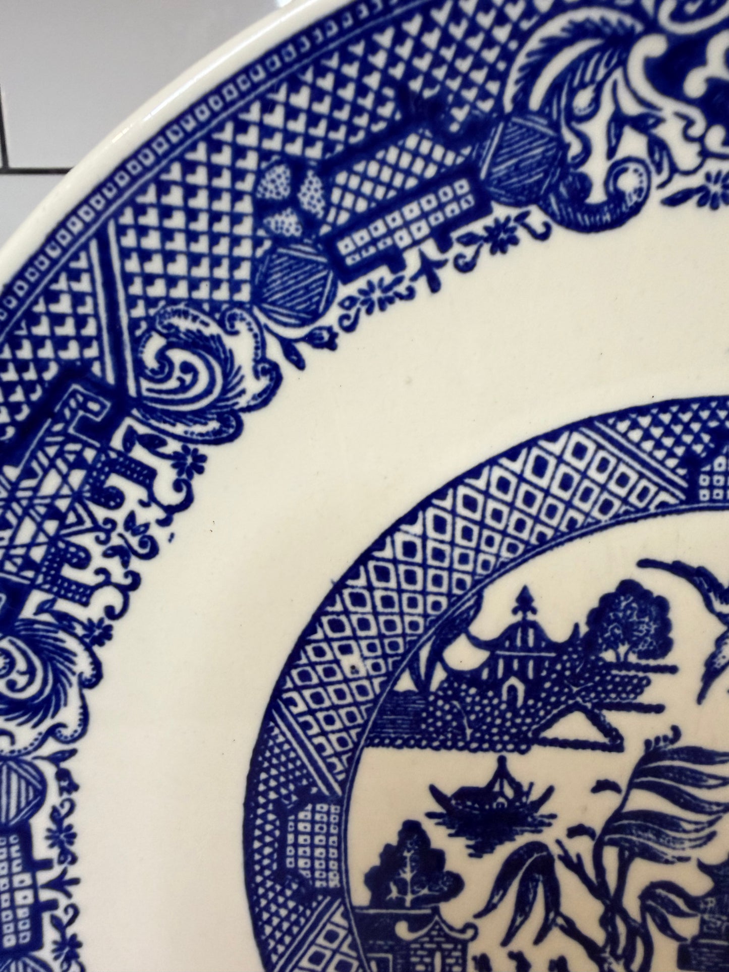 Vintage Blue Willow Ironstone Dinner Plate