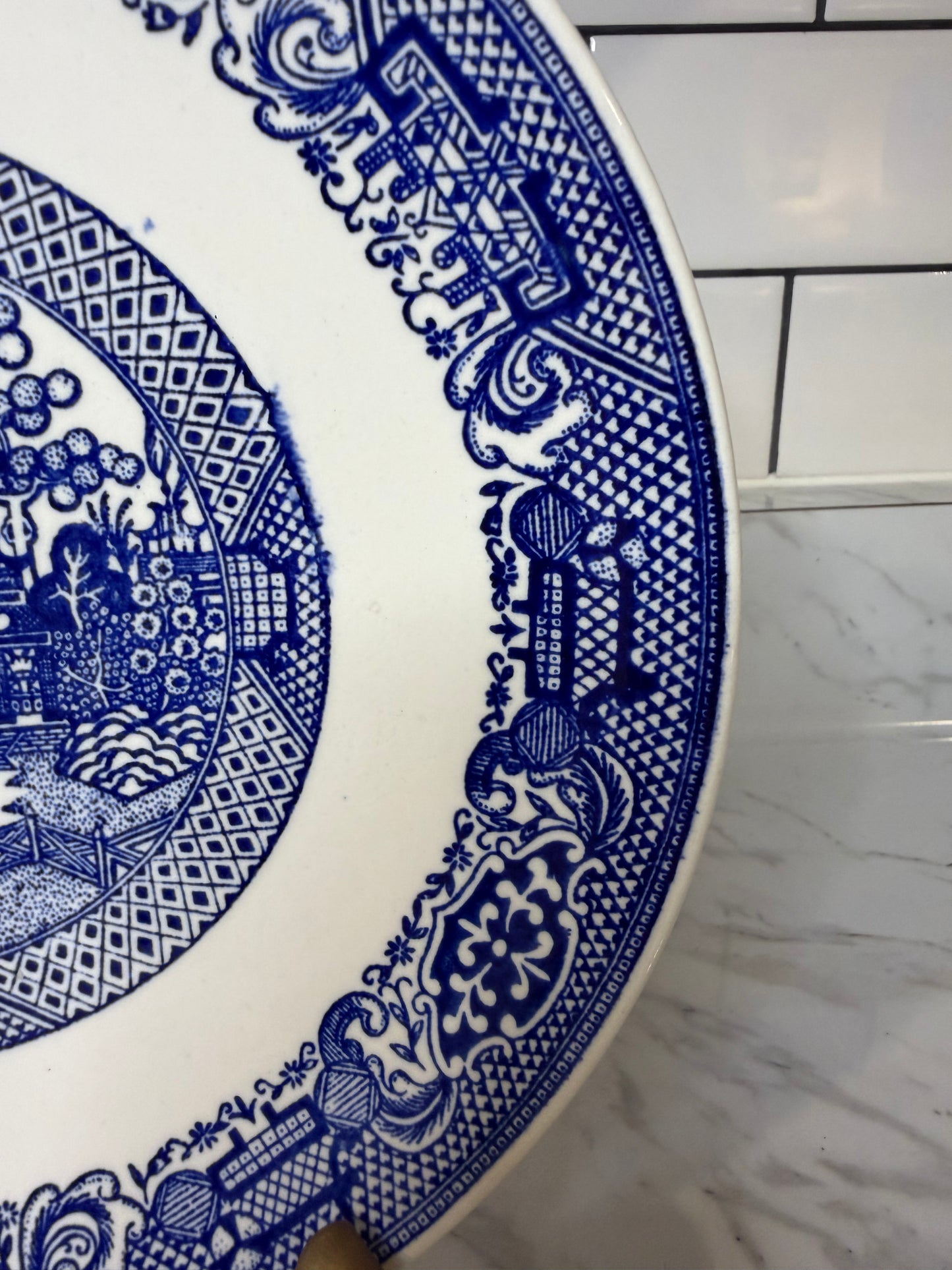 Vintage Blue Willow Ironstone Dinner Plate