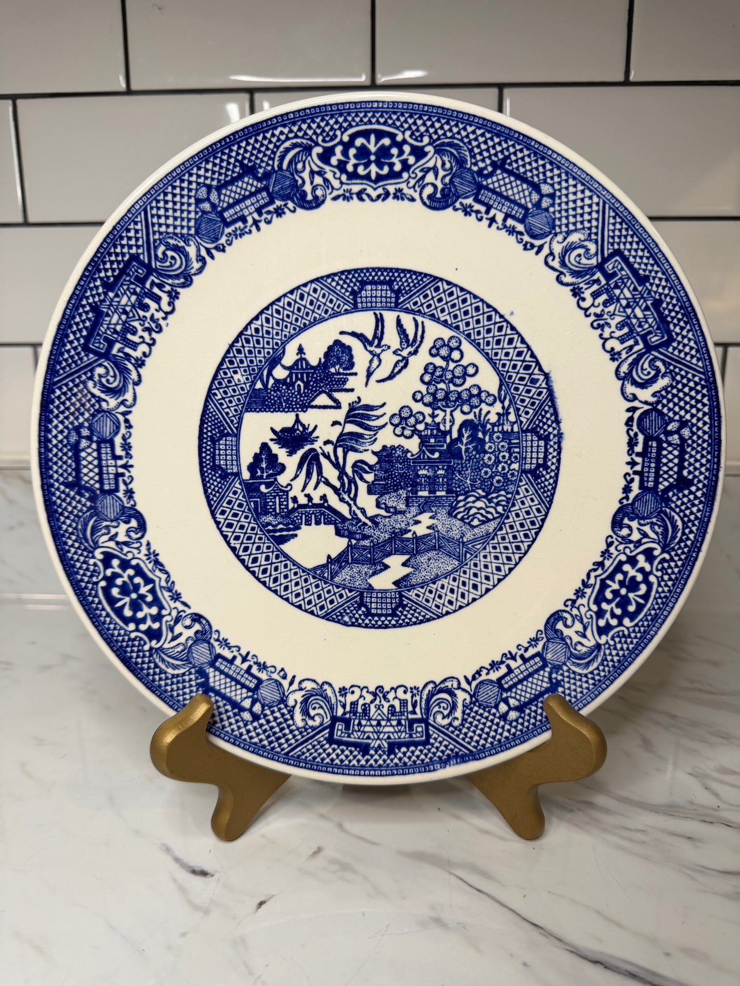 Vintage Blue Willow Ironstone Dinner Plate