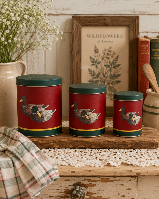 1980s Wang’s International Mallard Duck Nesting Tin Canister Set (Set of 3)