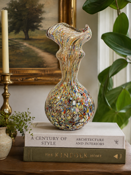 Murano Hand-Blown Art Glass Confetti Swirl Vase (Vetreria Riunite Vecchia Murano)