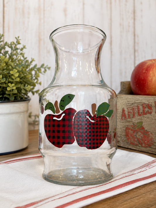 Anchor Hocking Applejack Plaid Apple Glass Vintage Juice Carafe – © IDI – Retro Country Kitchen