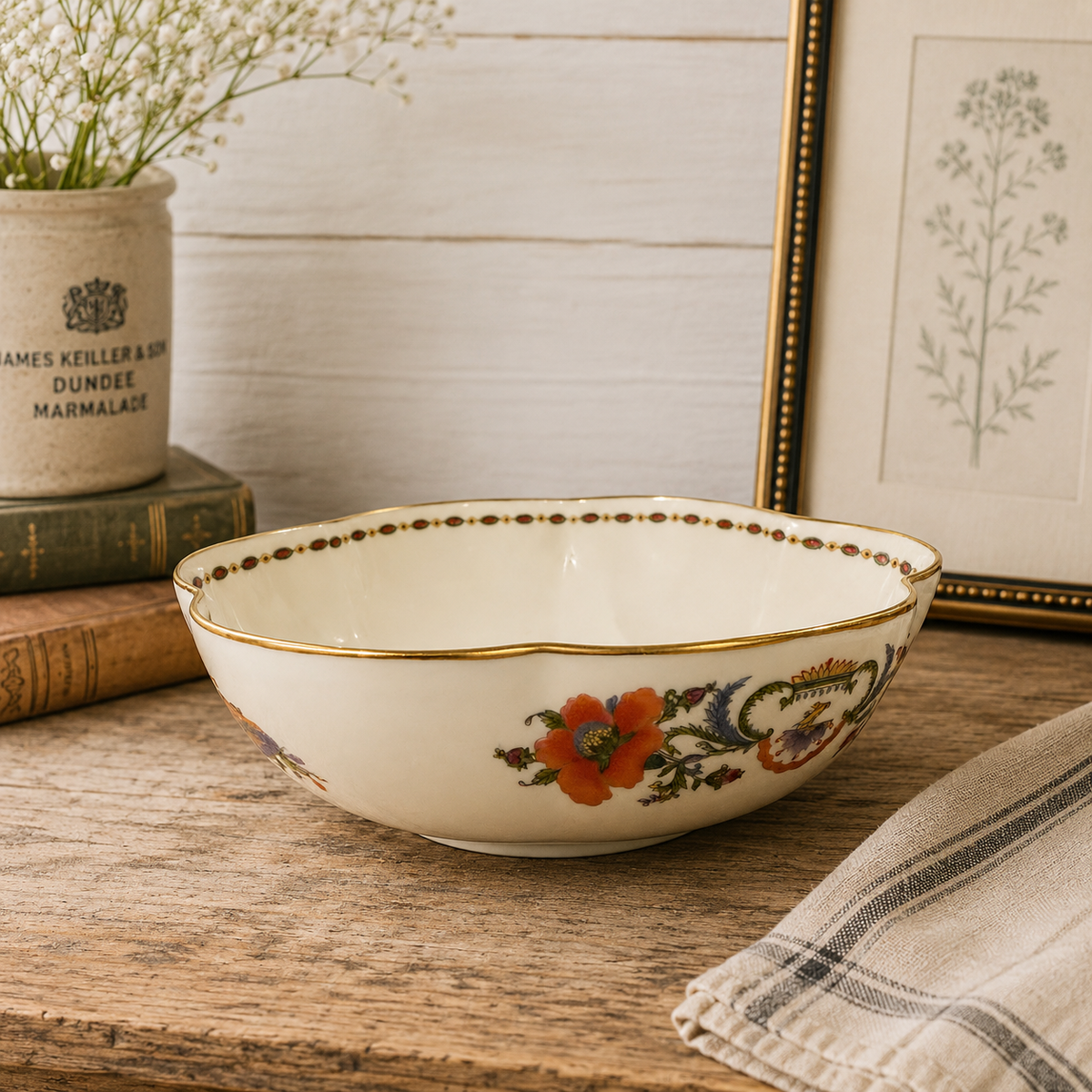 Ceralene Raynaud Limoges “Vieux Chine” Vintage Melon Bowl – Made in France | 5.25”