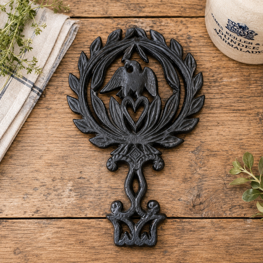 Wilton Vintage Heavy Cast Iron Eagle & Heart Trivet | Americana Federal Eagle Kitchen Decor | Wall Hanging | 1949