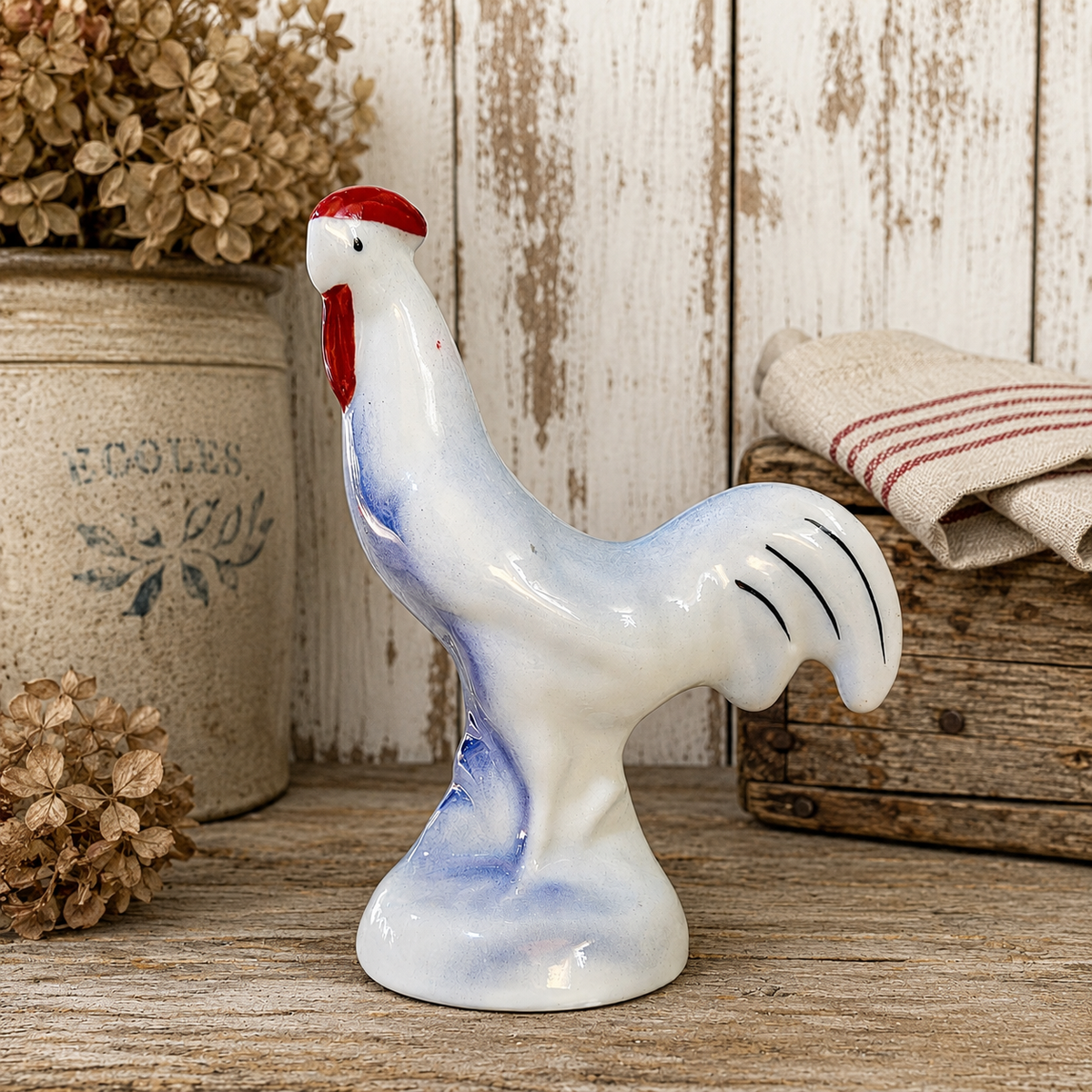 Riga Porcelain Factory RPR Rooster Figurine | Soviet Latvia 1950s–60s | 4”