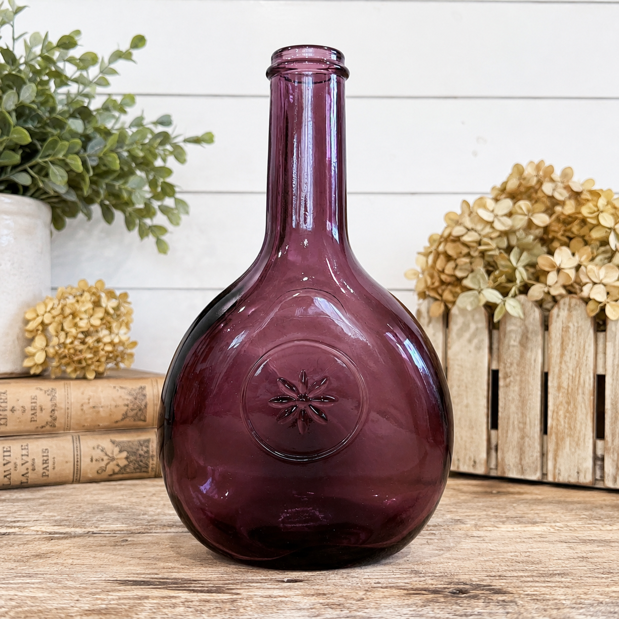 Wheaton Glass Deep Amethyst Purple Vintage Historic Flask 9”Bottle / Decanter – Glassboro 1850