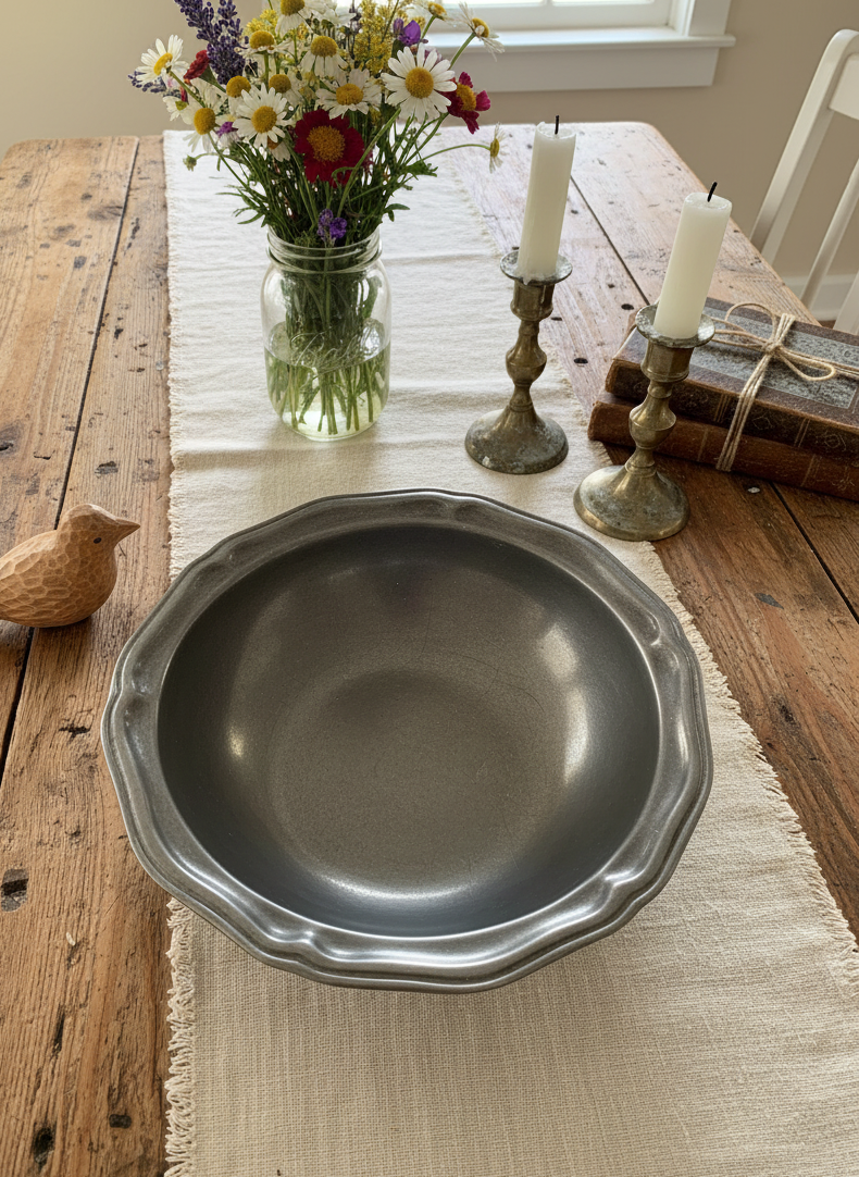 Wilton Armetale Queen Anne Serving Bowl – Scalloped Rim Pewter Alloy