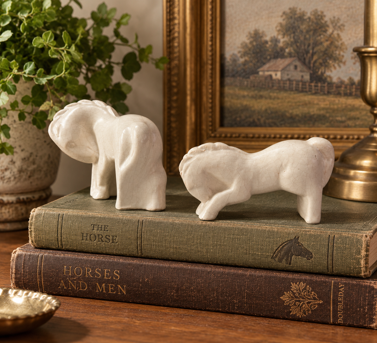 1930s Art Deco Crackle Glaze Horse Figurines – Pair