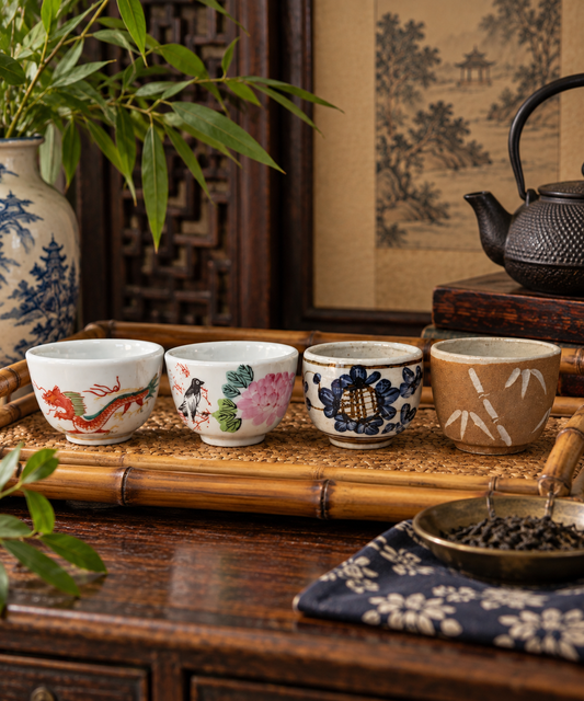 Asian Vintage Tea Cup Collection – Set of 4