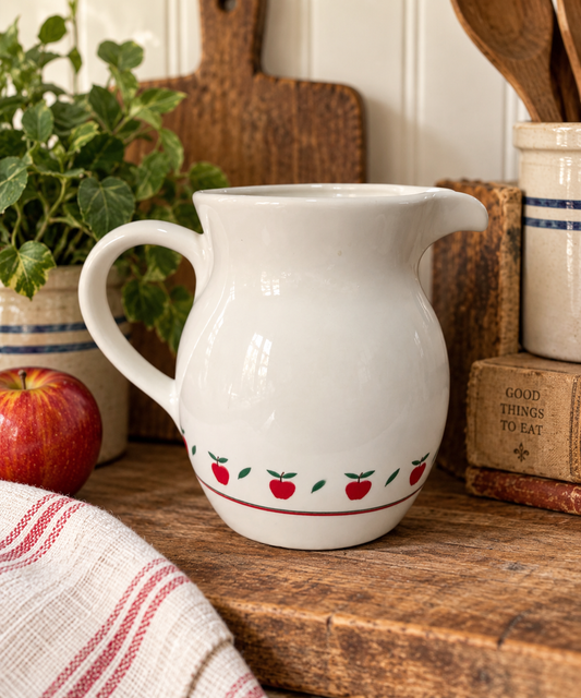 Taiwan Red Apple Vintage Ceramic Pitcher – Country Farmhouse Kitchen Décor