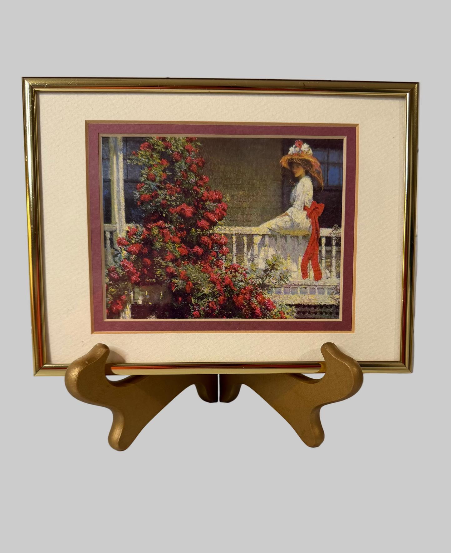 Gold Metal Framed Print of “The Crimson Rambler” by Philip Leslie Hale