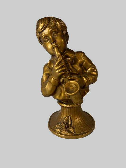 Vintage 1971 Boy Bust Statue Playing Saxophone – U. Kendrick Universal Statuary Corp.