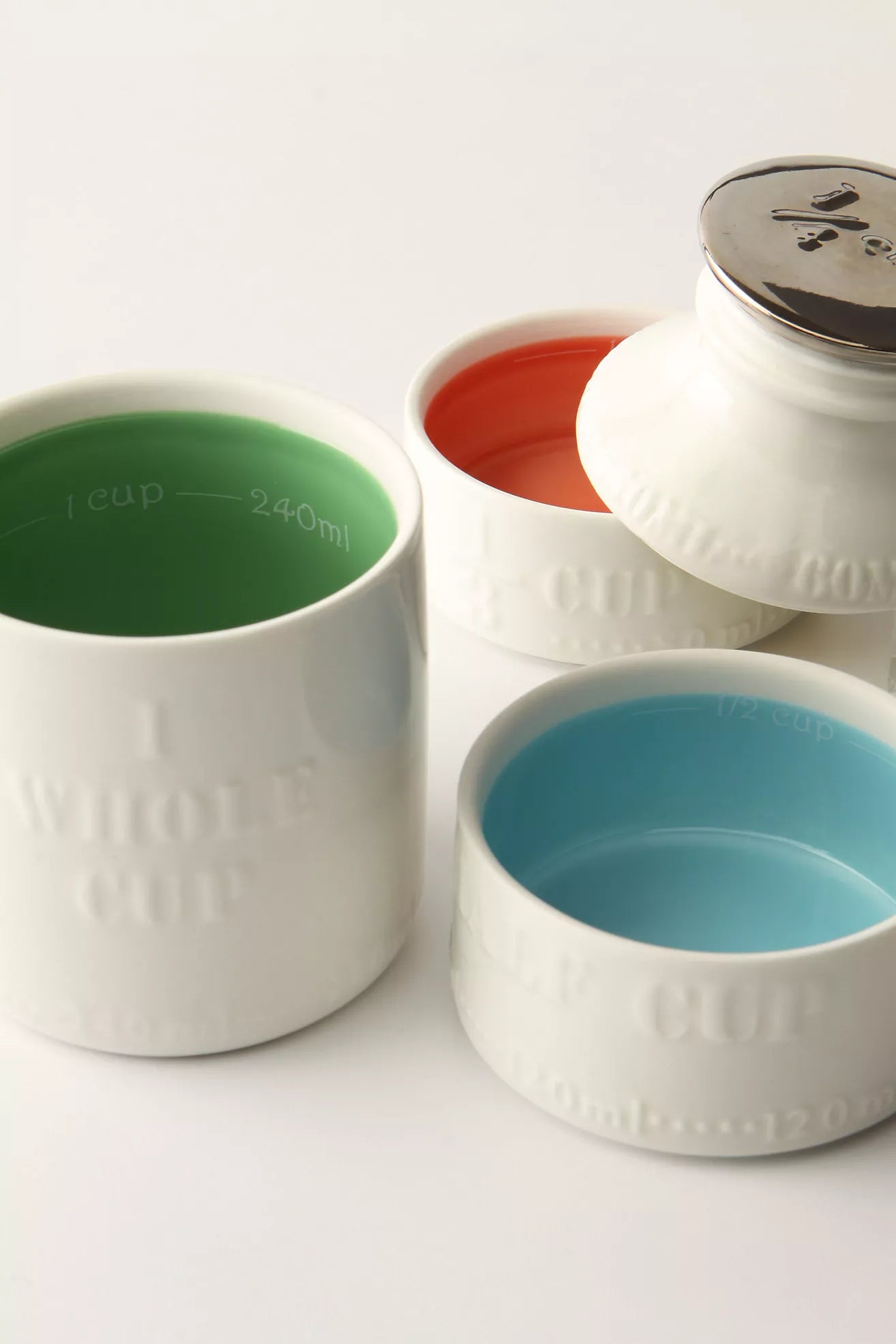 Milk Bottle Measuring Cups – 2011 Anthropologie New Bone China, Stacking Set of 4